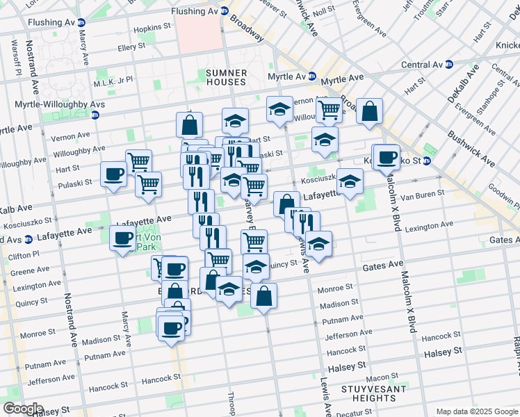 map of restaurants, bars, coffee shops, grocery stores, and more near in Brooklyn
