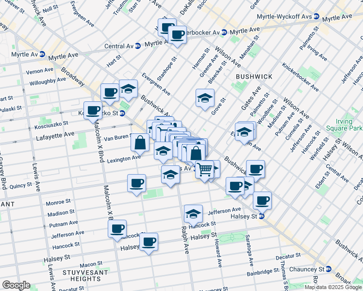 map of restaurants, bars, coffee shops, grocery stores, and more near in Brooklyn