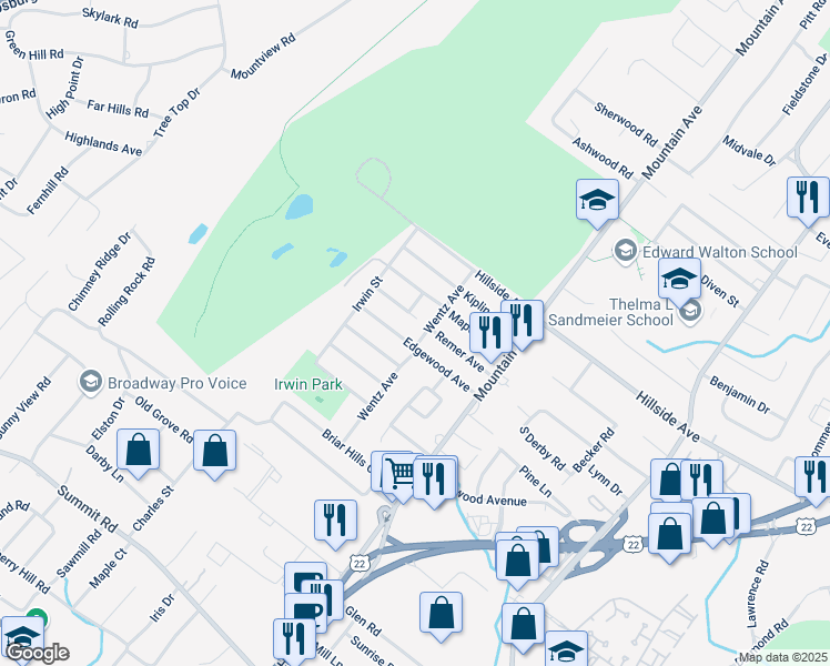 map of restaurants, bars, coffee shops, grocery stores, and more near 92 Wentz Avenue in Springfield