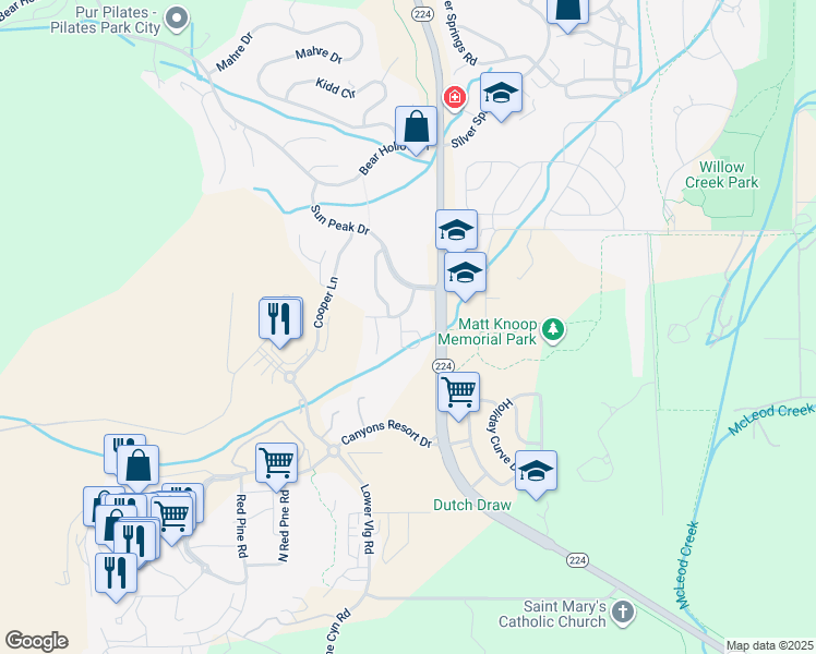 map of restaurants, bars, coffee shops, grocery stores, and more near in Snyderville