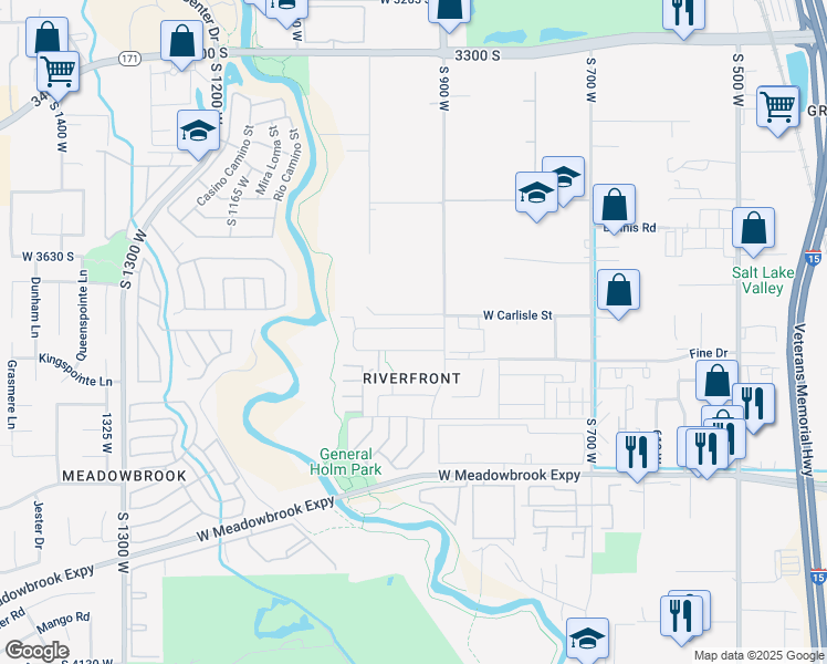 map of restaurants, bars, coffee shops, grocery stores, and more near 901 Spruce Willow Way in South Salt Lake