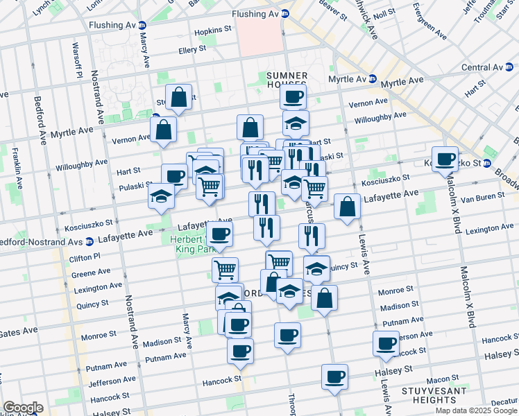 map of restaurants, bars, coffee shops, grocery stores, and more near in Brooklyn