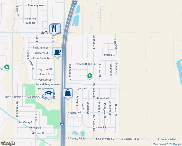map of restaurants, bars, coffee shops, grocery stores, and more near 7101 McClellan Road in Wellington