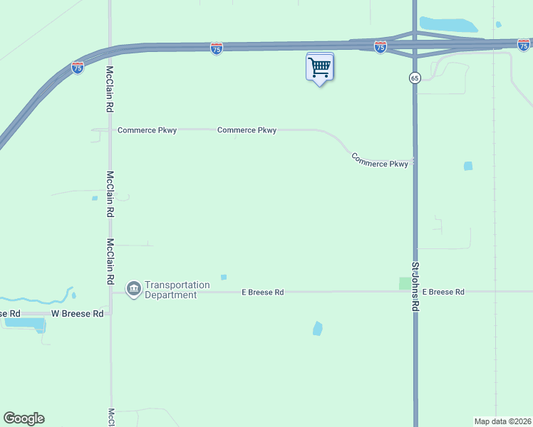map of restaurants, bars, coffee shops, grocery stores, and more near 465 East Breese Road in Lima