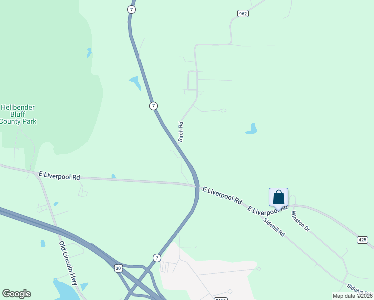 map of restaurants, bars, coffee shops, grocery stores, and more near 14532 Birch Road in East Liverpool