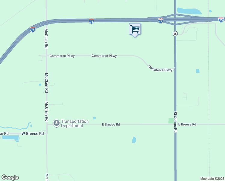 map of restaurants, bars, coffee shops, grocery stores, and more near 465 East Breese Road in Lima