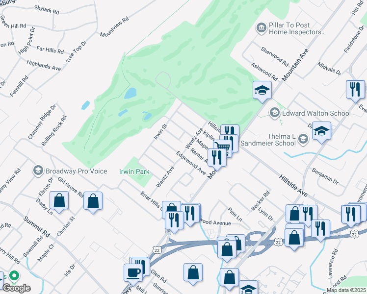 map of restaurants, bars, coffee shops, grocery stores, and more near 92 Remer Avenue in Springfield