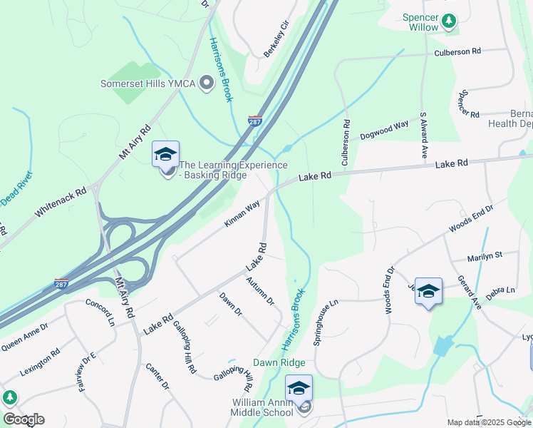 map of restaurants, bars, coffee shops, grocery stores, and more near 4 Vail Terrace in Basking Ridge