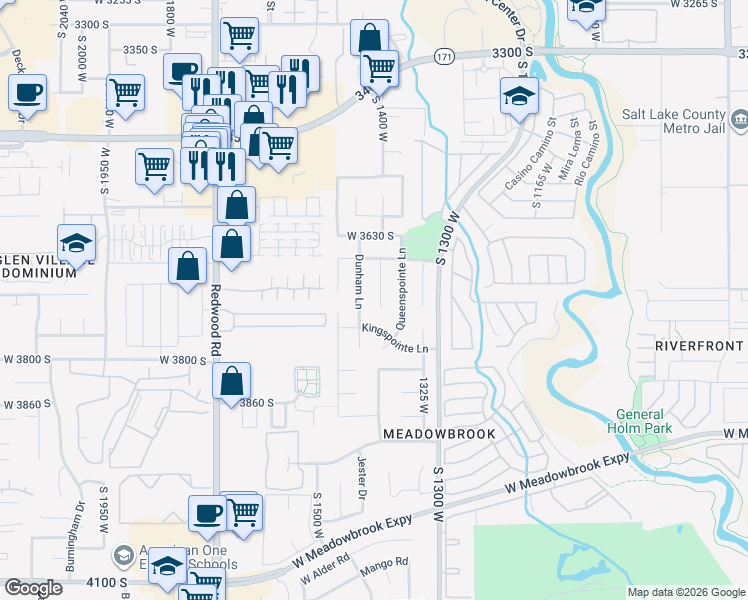 map of restaurants, bars, coffee shops, grocery stores, and more near 3720 Hampshire Circle in West Valley City