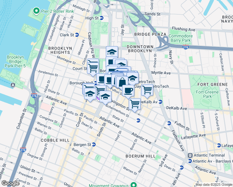 map of restaurants, bars, coffee shops, grocery stores, and more near in Brooklyn