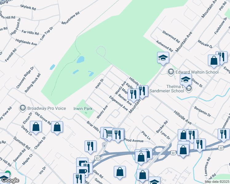 map of restaurants, bars, coffee shops, grocery stores, and more near 92 Remer Avenue in Springfield