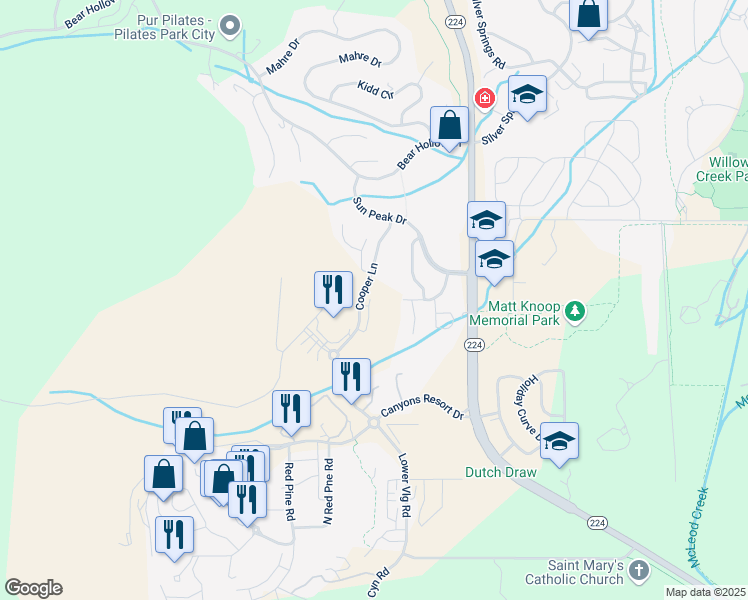 map of restaurants, bars, coffee shops, grocery stores, and more near 4248 Forestdale Drive in Park City