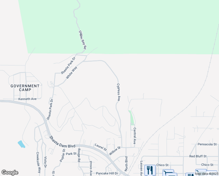 map of restaurants, bars, coffee shops, grocery stores, and more near in Shasta Lake