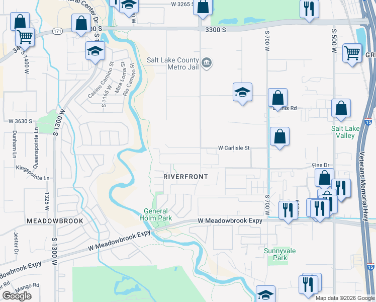 map of restaurants, bars, coffee shops, grocery stores, and more near 3610 South 900 West in South Salt Lake