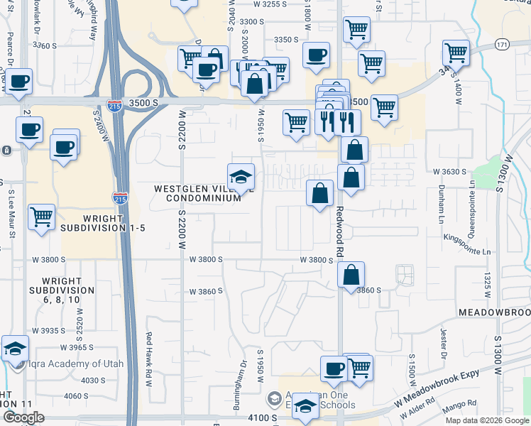 map of restaurants, bars, coffee shops, grocery stores, and more near 3713 South 1950 West in West Valley City