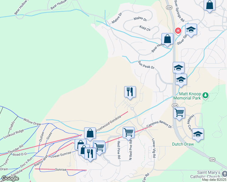 map of restaurants, bars, coffee shops, grocery stores, and more near 4221 Fairway Lane in Park City