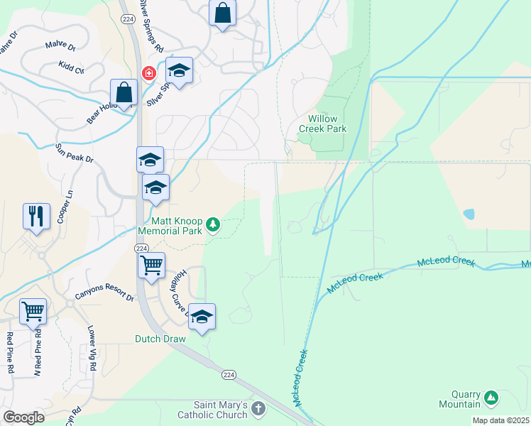 map of restaurants, bars, coffee shops, grocery stores, and more near 4209 North Two Creeks Lane in Park City