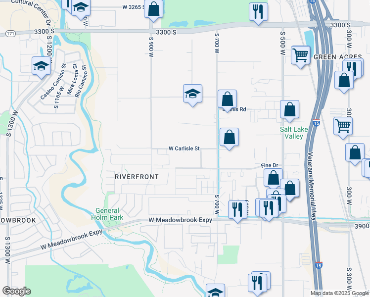 map of restaurants, bars, coffee shops, grocery stores, and more near 700-898 West 3655 South in South Salt Lake