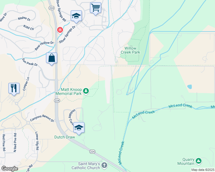 map of restaurants, bars, coffee shops, grocery stores, and more near 4209 North Two Creeks Lane in Park City