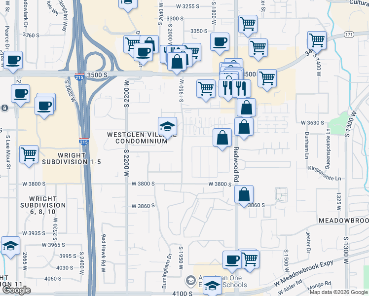 map of restaurants, bars, coffee shops, grocery stores, and more near 3703 South 1950 West in West Valley City