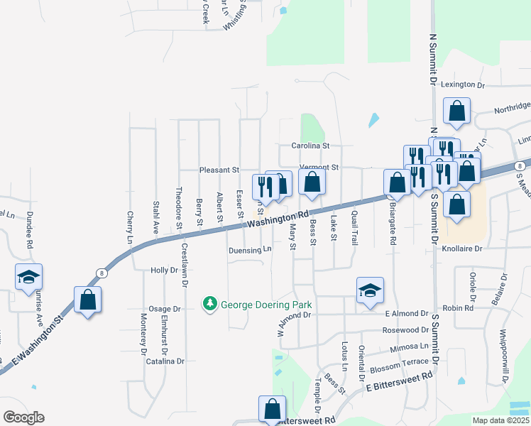 map of restaurants, bars, coffee shops, grocery stores, and more near in East Peoria