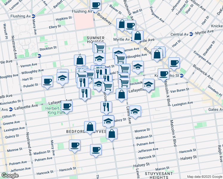 map of restaurants, bars, coffee shops, grocery stores, and more near in Brooklyn