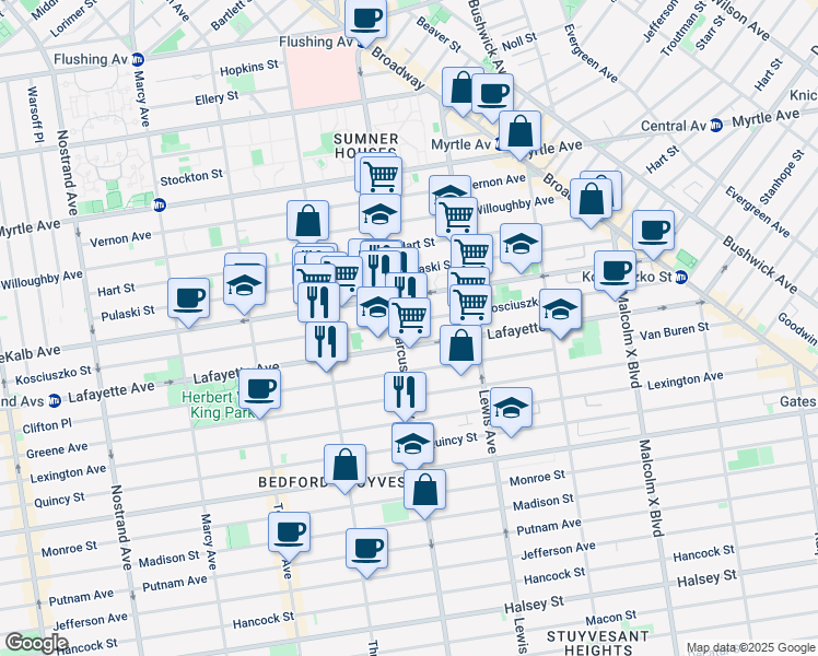 map of restaurants, bars, coffee shops, grocery stores, and more near in Brooklyn