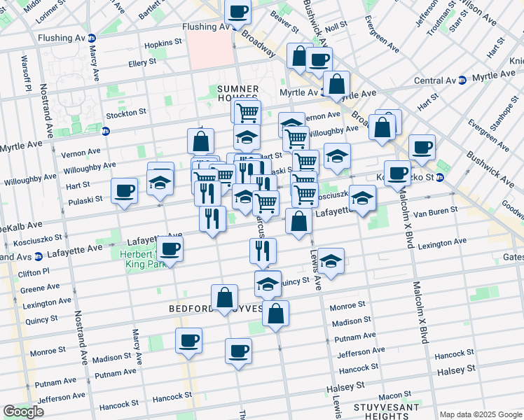 map of restaurants, bars, coffee shops, grocery stores, and more near in Brooklyn
