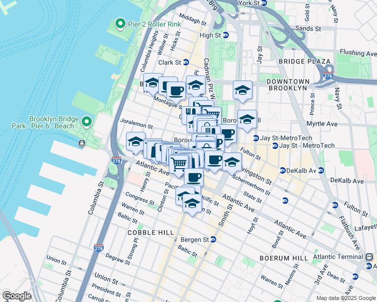 map of restaurants, bars, coffee shops, grocery stores, and more near in Brooklyn