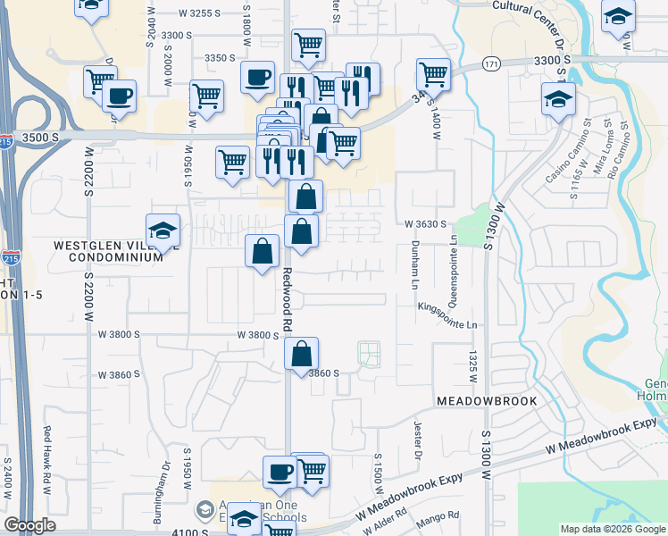 map of restaurants, bars, coffee shops, grocery stores, and more near 3716 Donatello Court in West Valley City