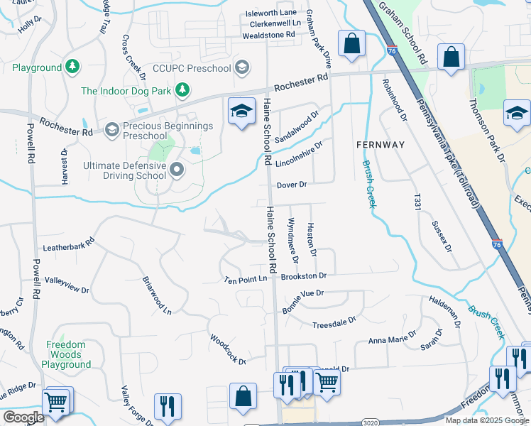 map of restaurants, bars, coffee shops, grocery stores, and more near 246 East Commons Drive in Cranberry Township