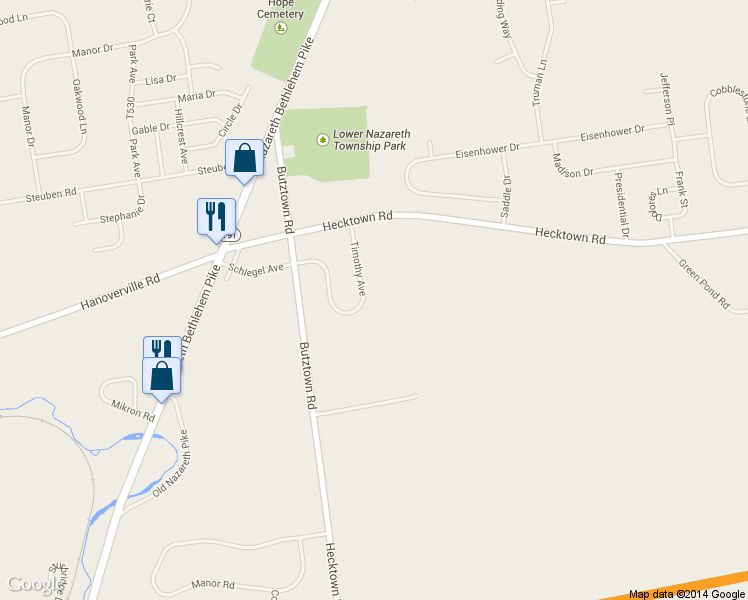 map of restaurants, bars, coffee shops, grocery stores, and more near 240 Timothy Avenue in Bethlehem