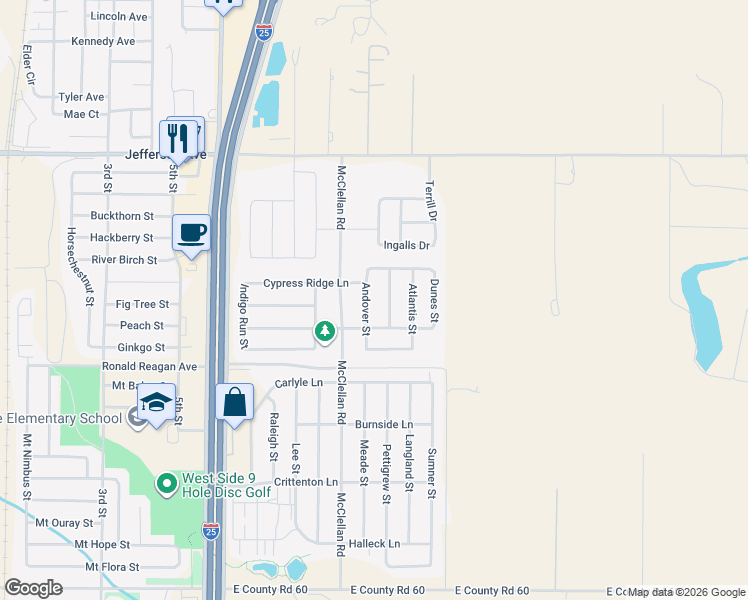 map of restaurants, bars, coffee shops, grocery stores, and more near 7358 Andover Street in Wellington