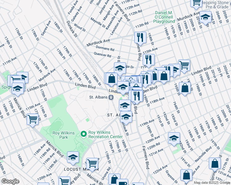 map of restaurants, bars, coffee shops, grocery stores, and more near in Queens