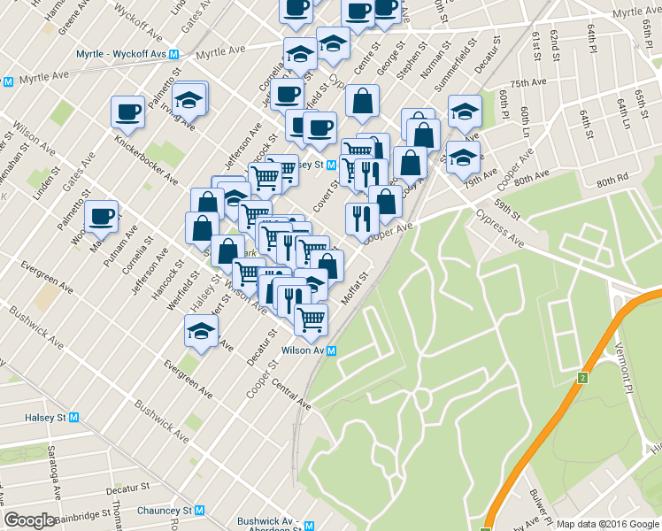 map of restaurants, bars, coffee shops, grocery stores, and more near in 