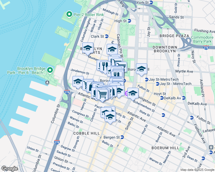 map of restaurants, bars, coffee shops, grocery stores, and more near in Brooklyn