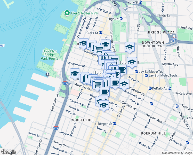 map of restaurants, bars, coffee shops, grocery stores, and more near in Brooklyn