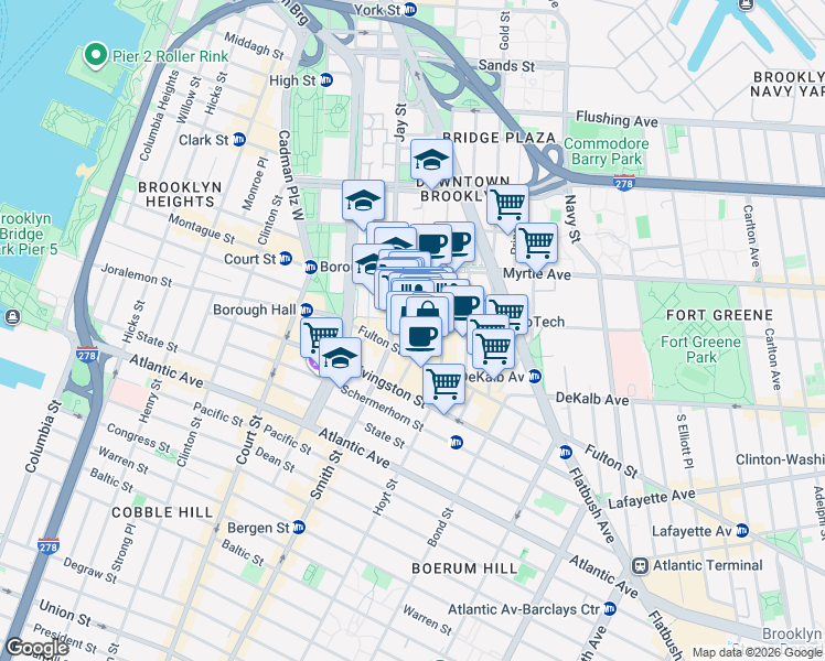 map of restaurants, bars, coffee shops, grocery stores, and more near in Brooklyn