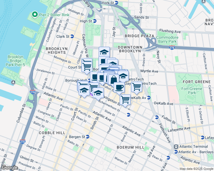 map of restaurants, bars, coffee shops, grocery stores, and more near in Brooklyn
