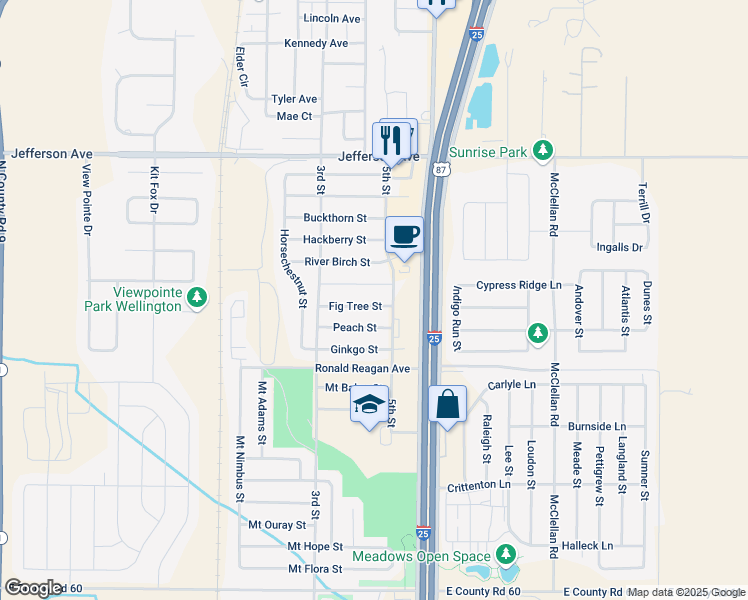 map of restaurants, bars, coffee shops, grocery stores, and more near 3940 Fig Tree Street in Wellington