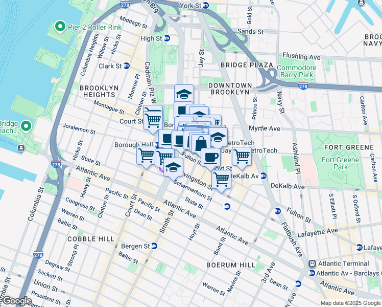 map of restaurants, bars, coffee shops, grocery stores, and more near in Brooklyn