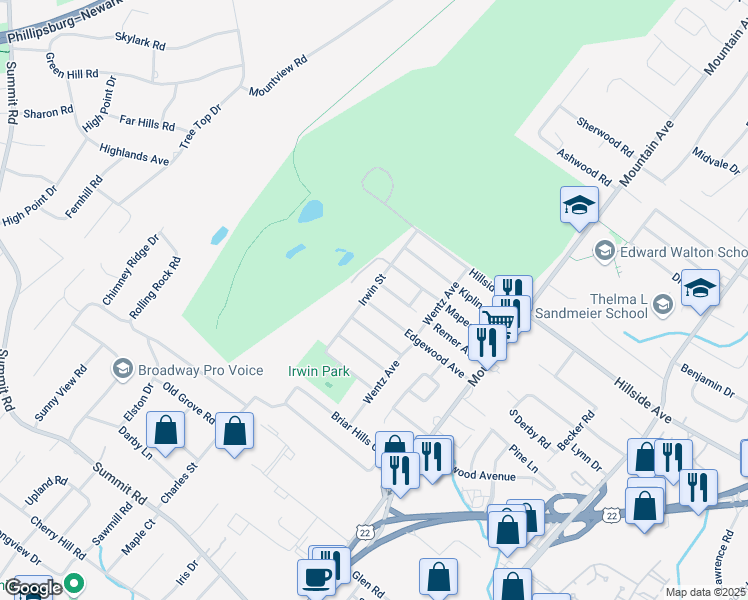 map of restaurants, bars, coffee shops, grocery stores, and more near 120 Edgewood Avenue in Springfield