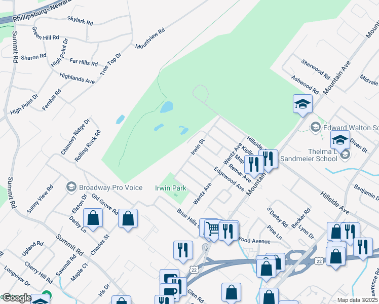 map of restaurants, bars, coffee shops, grocery stores, and more near 120 Edgewood Avenue in Springfield