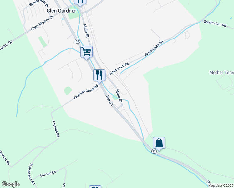 map of restaurants, bars, coffee shops, grocery stores, and more near 34 Main Street in Glen Gardner