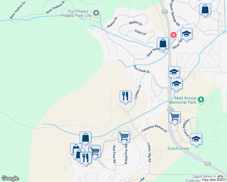 map of restaurants, bars, coffee shops, grocery stores, and more near 4216 Fairway Lane in Park City