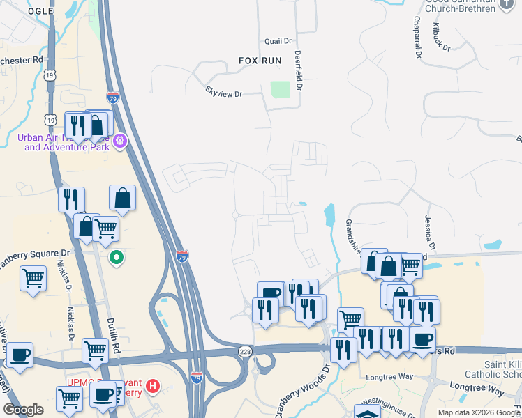 map of restaurants, bars, coffee shops, grocery stores, and more near in Butler County