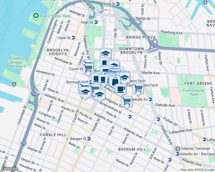 map of restaurants, bars, coffee shops, grocery stores, and more near in Brooklyn