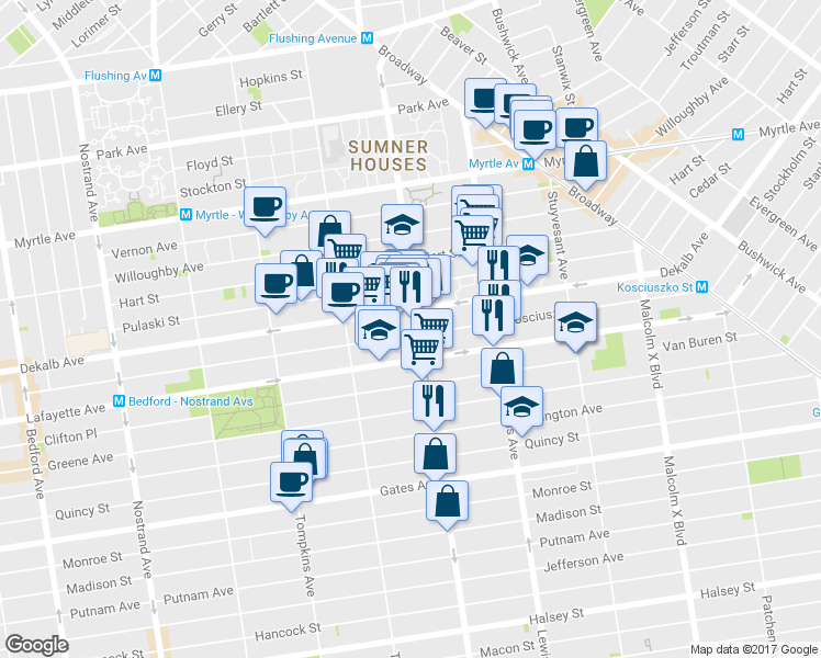 map of restaurants, bars, coffee shops, grocery stores, and more near in Brooklyn