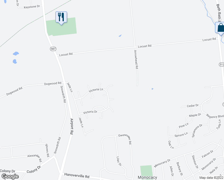 map of restaurants, bars, coffee shops, grocery stores, and more near 7068 Limerick Square in Bethlehem