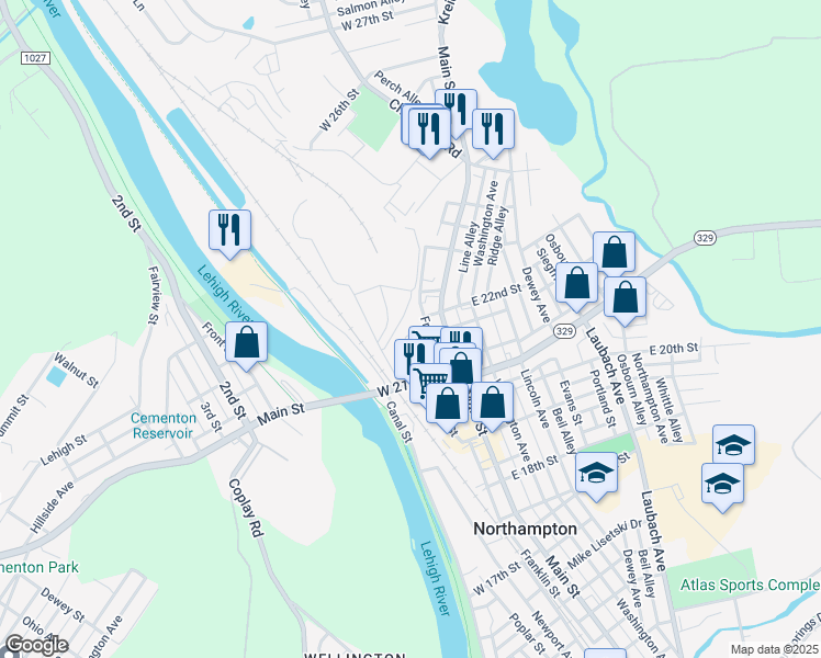 map of restaurants, bars, coffee shops, grocery stores, and more near 2172 Franklin Street in Northampton